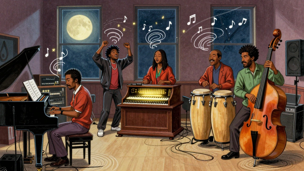 Soulquarians gathered late at night in Electric Lady Studios, jamming with musical notes floating like fireflies around them.