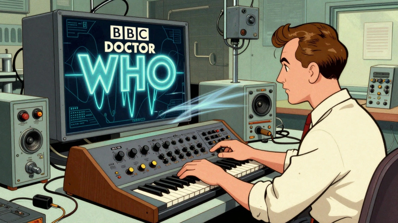 BBC technician using Synthi 100 for Doctor Who sound effects.