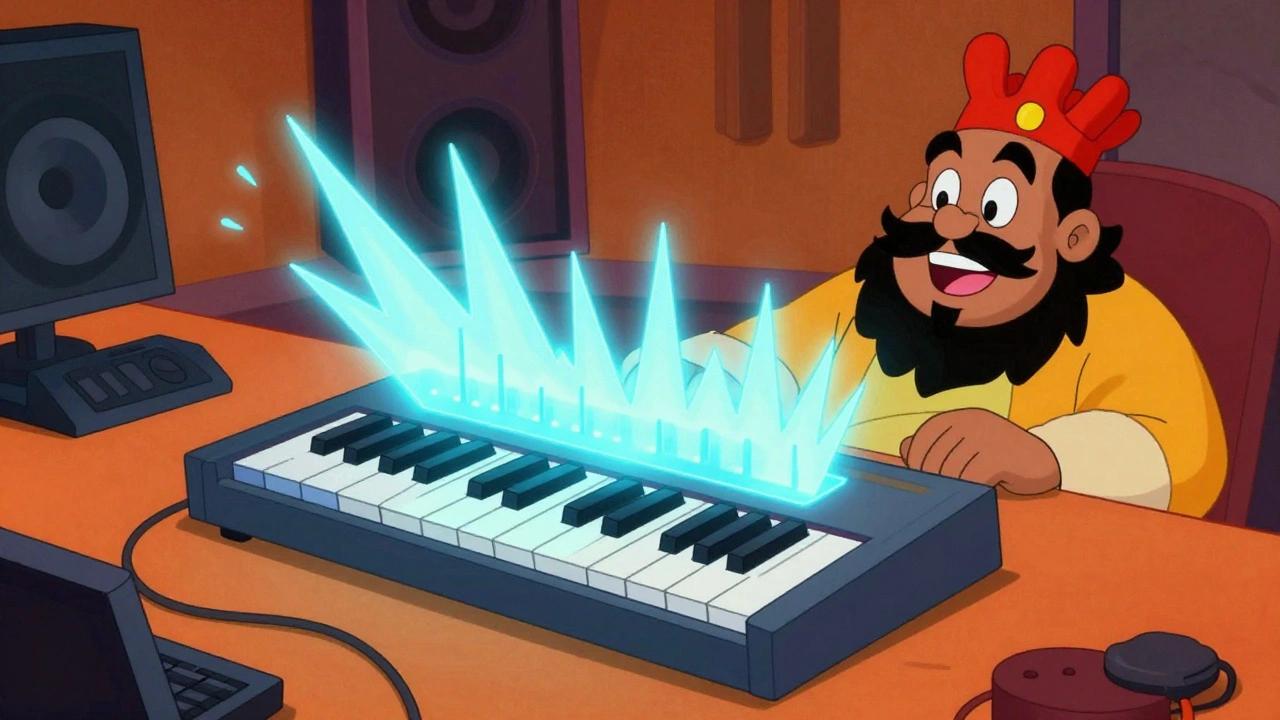 King Jammy with a glowing Casio MT-40 keyboard sparking a digital revolution.