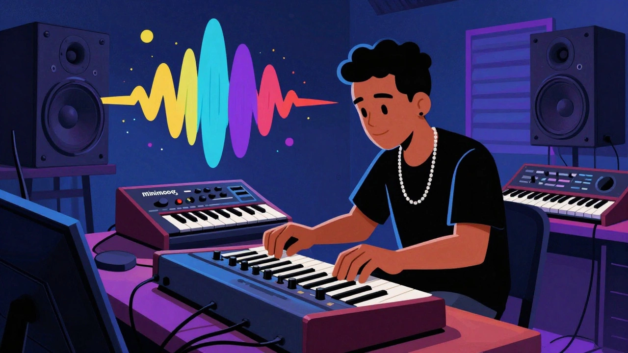 Hip-hop producer creating G-funk beats with synths