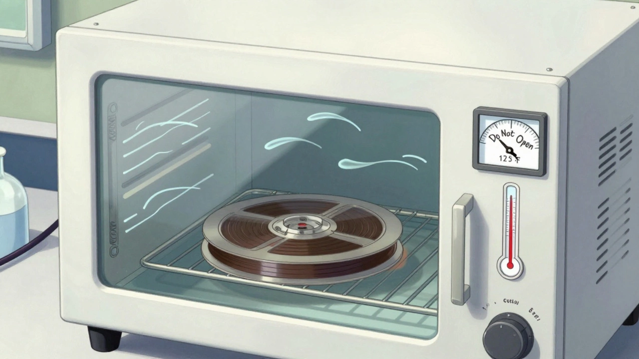 Illustration of tape baking inside a lab incubator