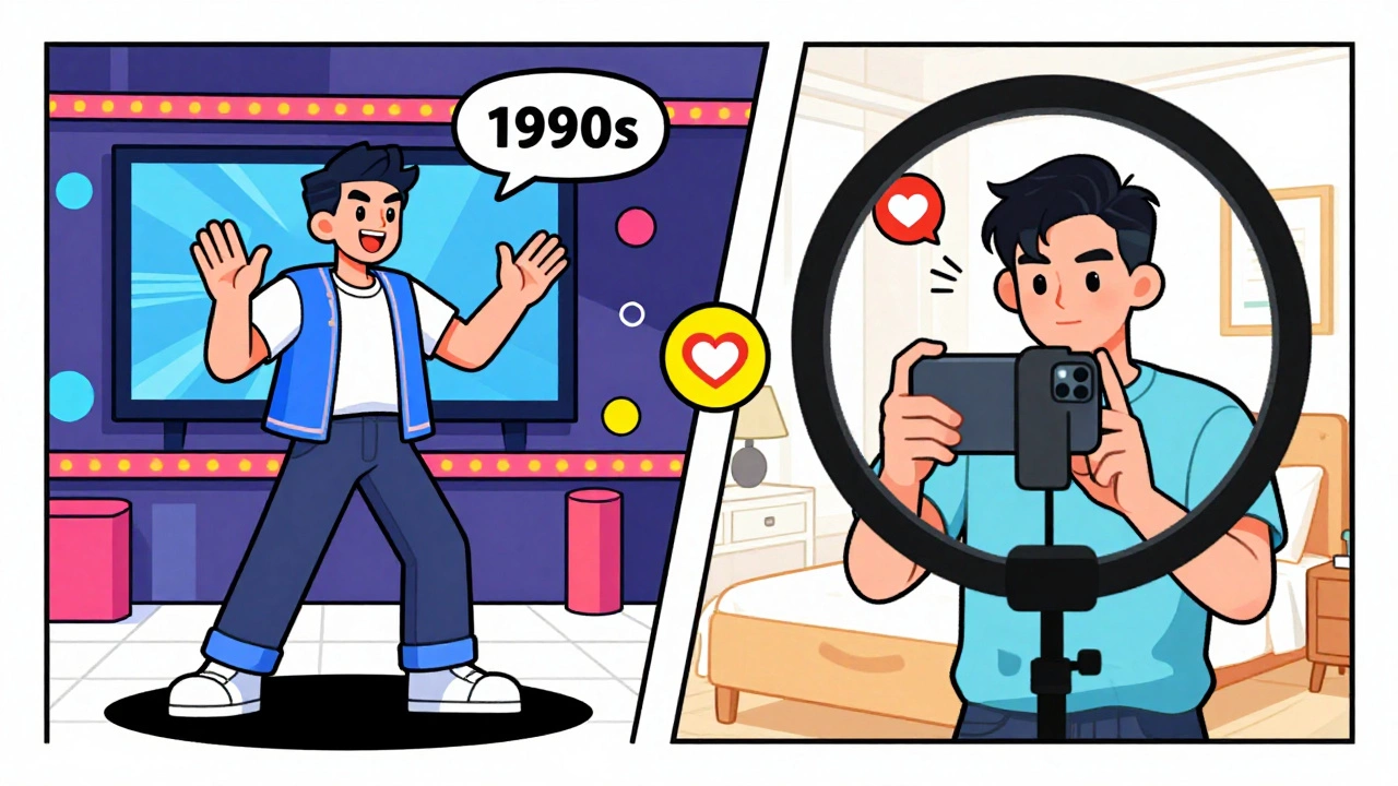 Comparison of a 90s VJ host and a modern social media influencer