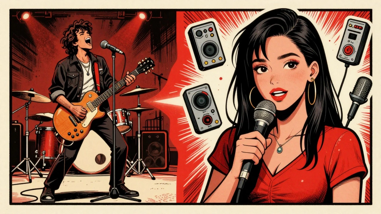 Contrast between 90s rock vocals and modern pop