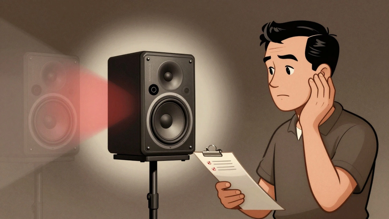 Engineer testing mix on a single mono speaker