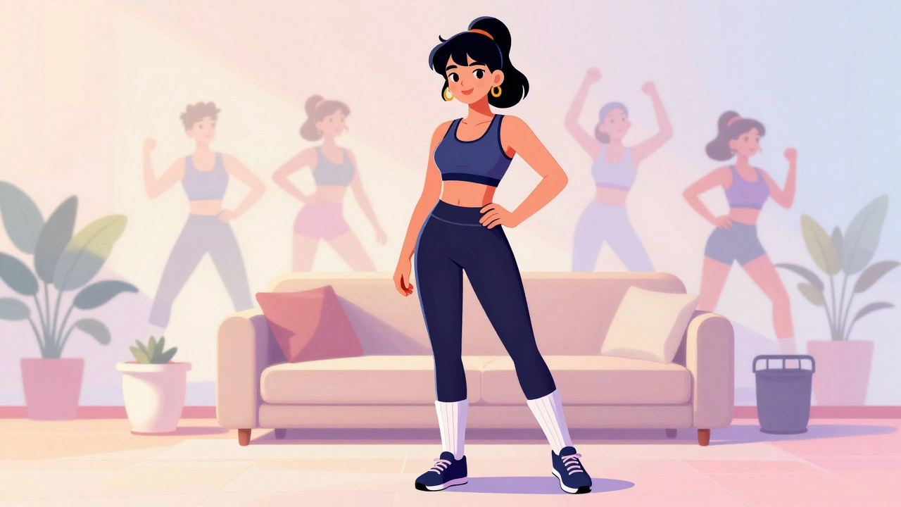 Illustration linking 80s aerobics style to modern athleisure trends.
