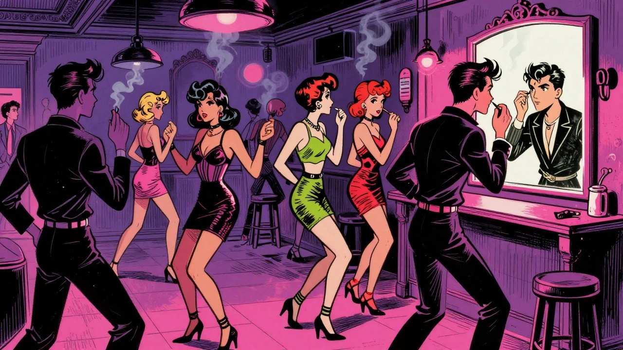 Retro illustration of queer youth at London's Blitz Club