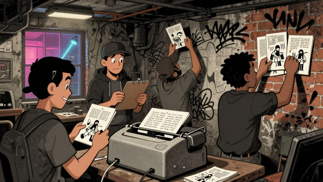 Underground artists distributing handmade zines