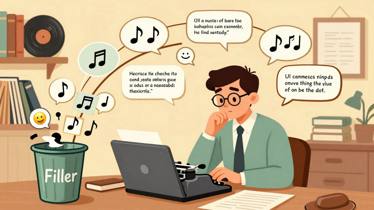 Journalist curating quotes and removing filler words creatively