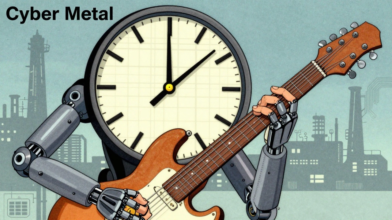 Robot and human playing guitar together on digital grid