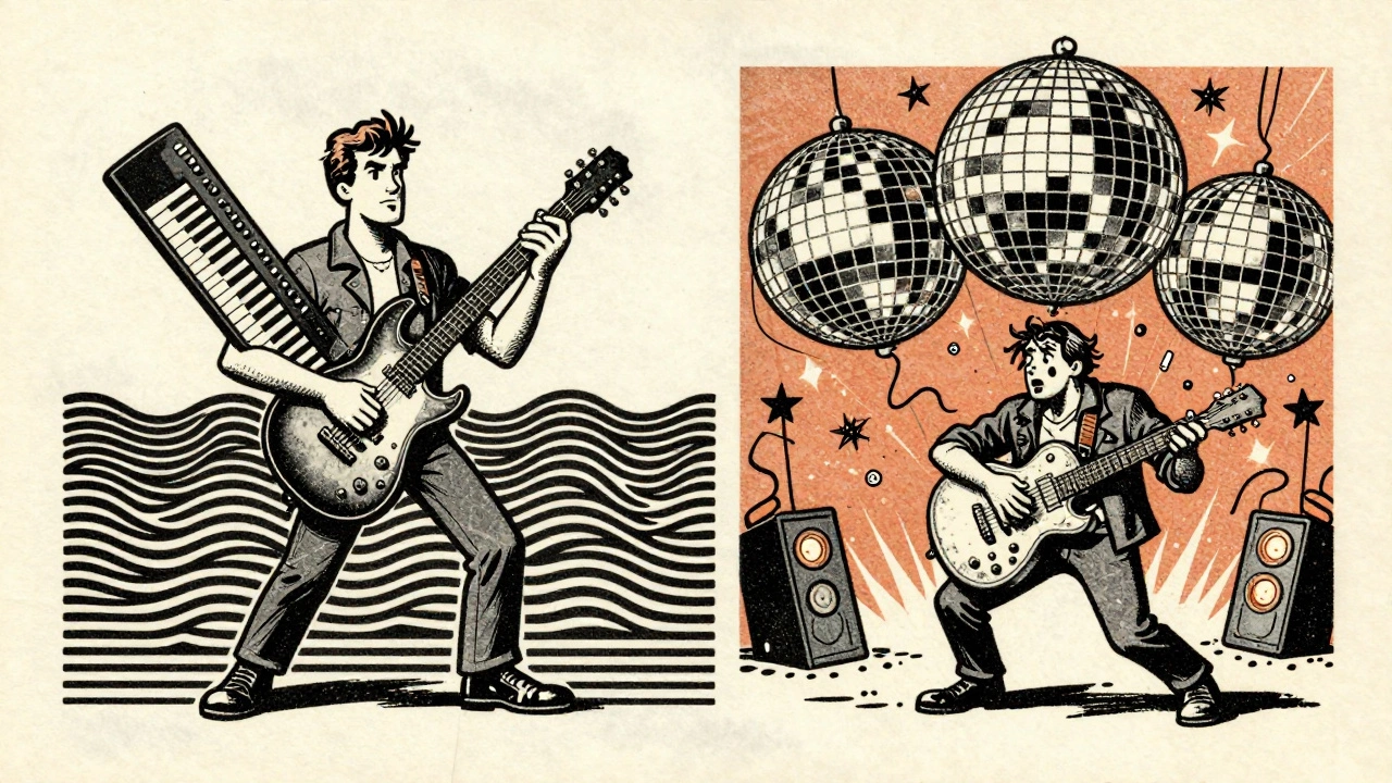 Split cartoon showing balanced vs overwhelmed metal musicians