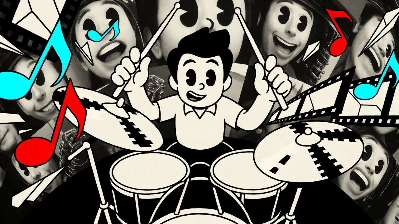 Drummer merging with editor tools showing visual rhythm