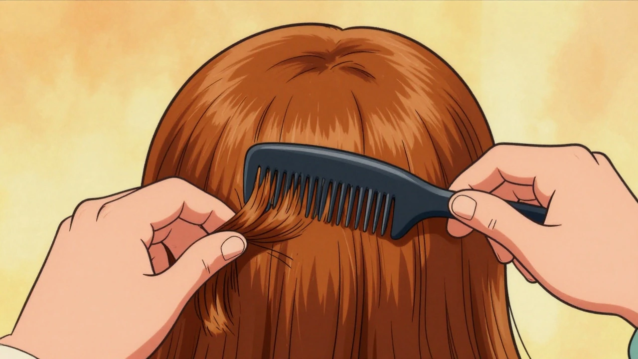 Illustration of hands backcombing hair to create a dense root base