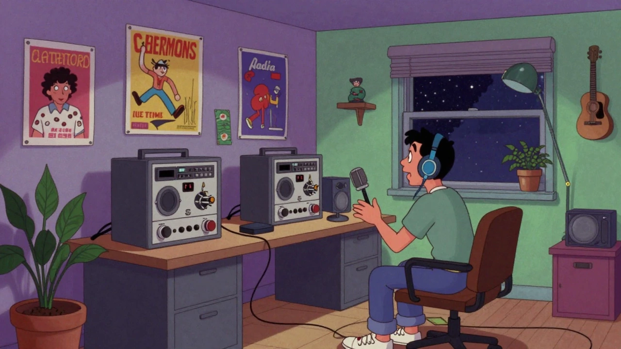 Indie artist recording music in a bedroom studio using ADAT