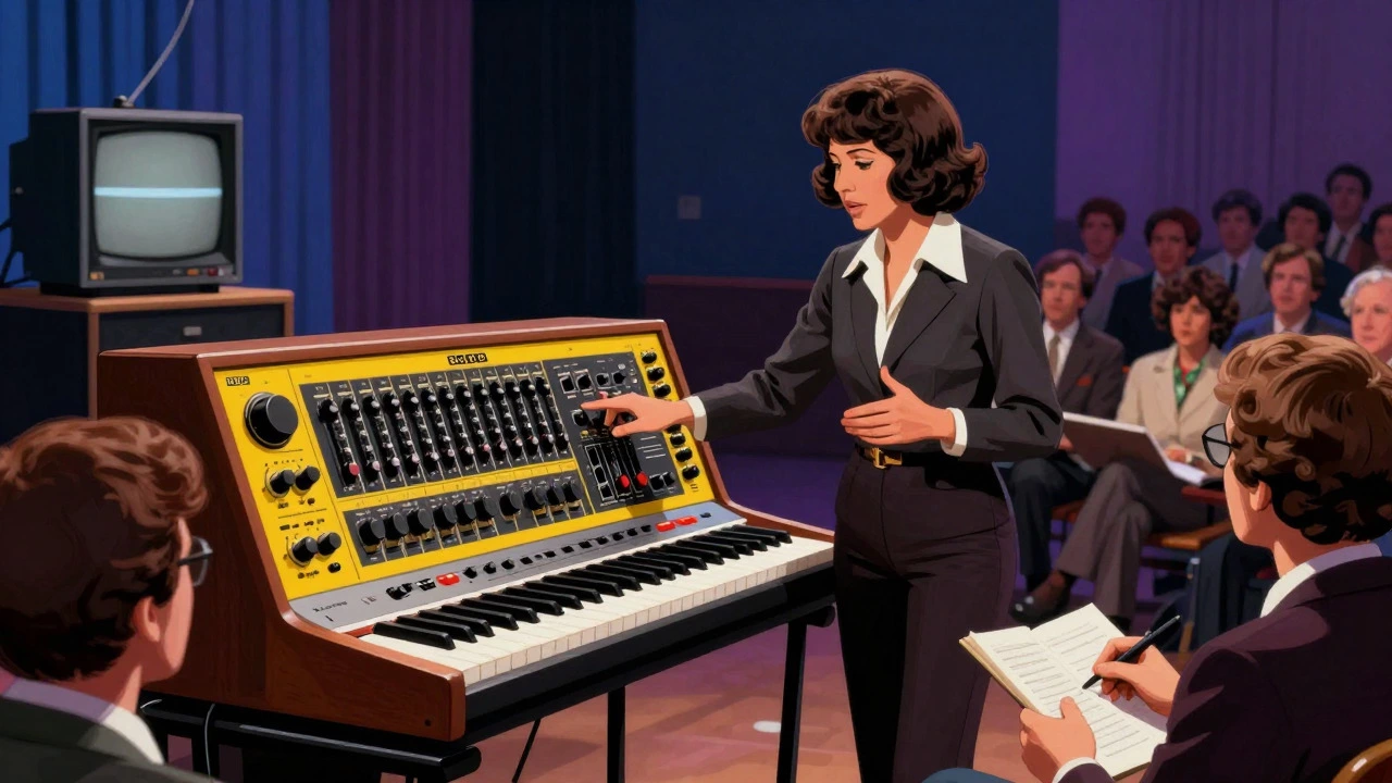 Wendy Carlos demonstrating modular synth on TV in 1970