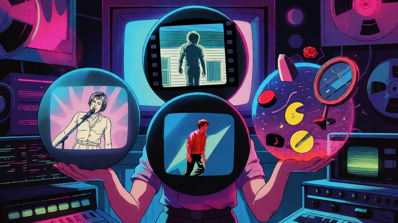 Abstract illustration representing performance, narrative, and dreamlike video types