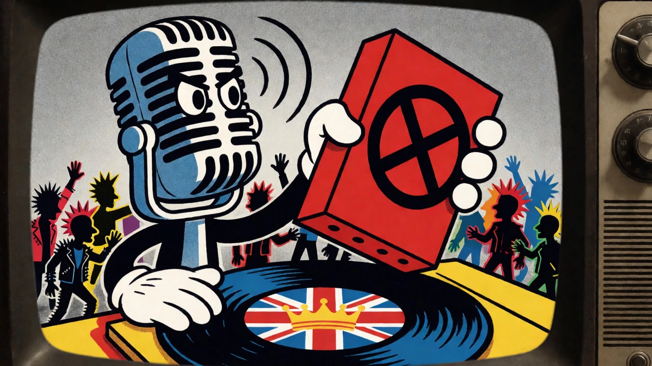 Illustration of censored punk record vs authority