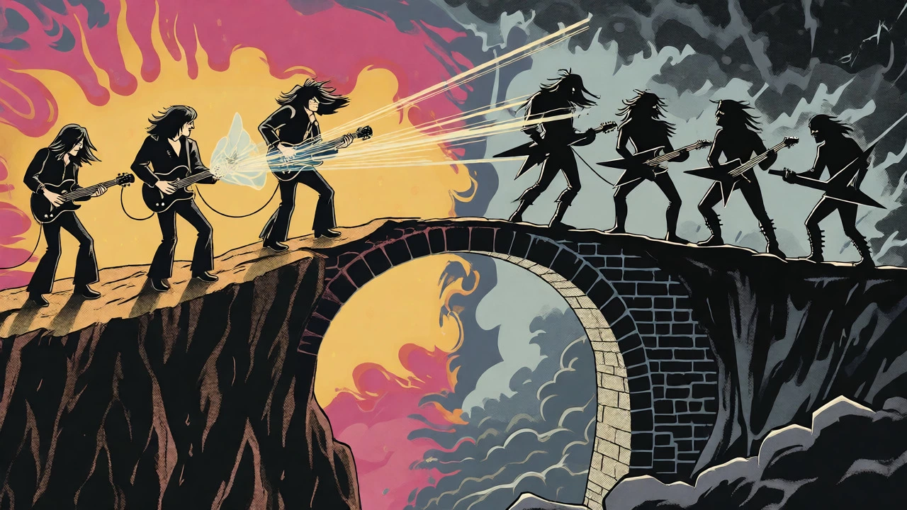 Retro band bridging a chasm to heavy metal silhouettes
