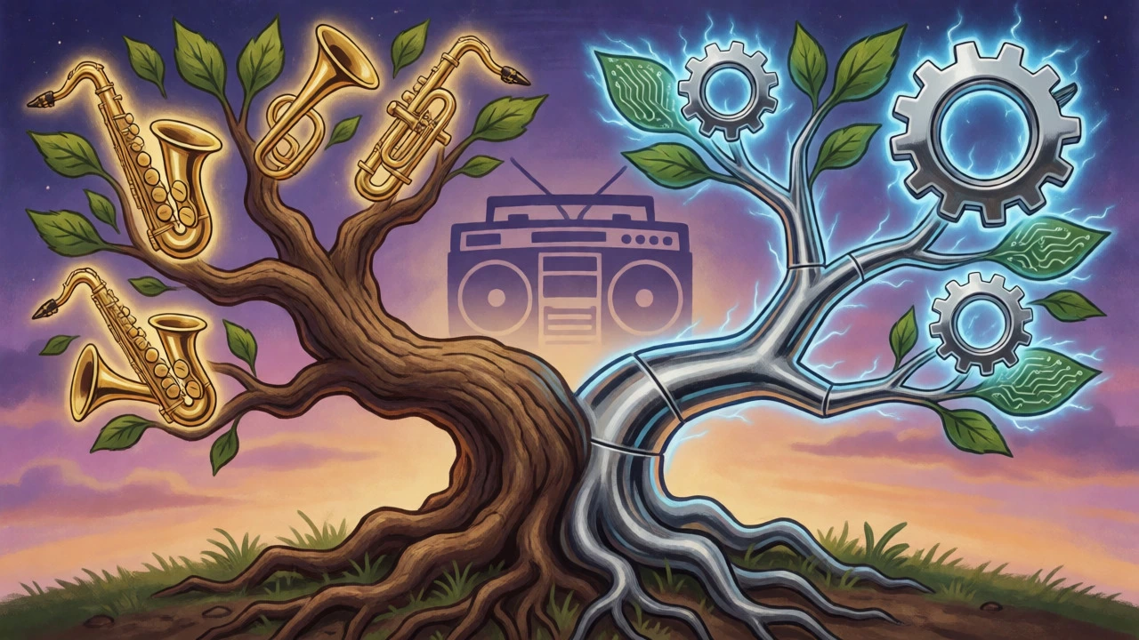Tree branches symbolizing neo-soul and R&amp;B roots connected by hip-hop culture.