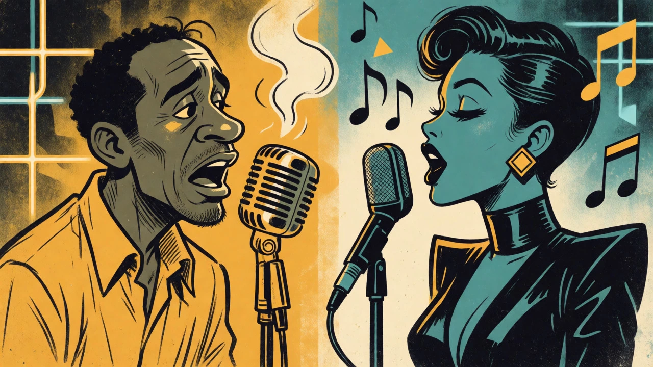 Two singers comparing raw neo-soul vocals and polished 90s R&amp;B production styles.