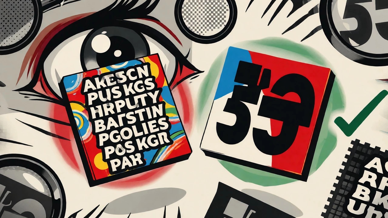 Cartoon depicting high and low contrast in album cover typography