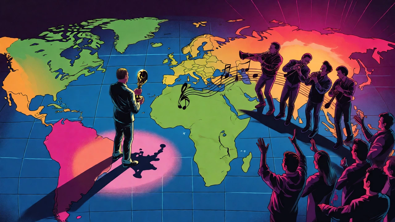Cartoon showing local fame isolation versus global career connection on a map.