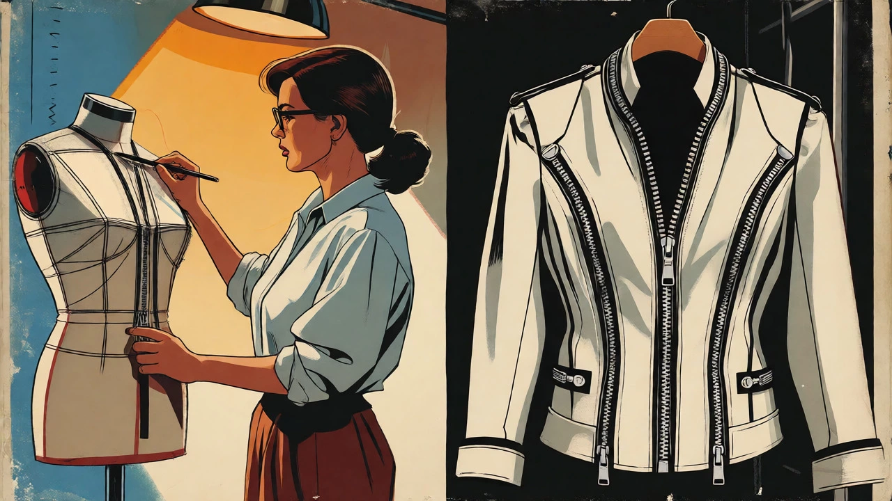 Costume designer sketching the iconic red jacket details