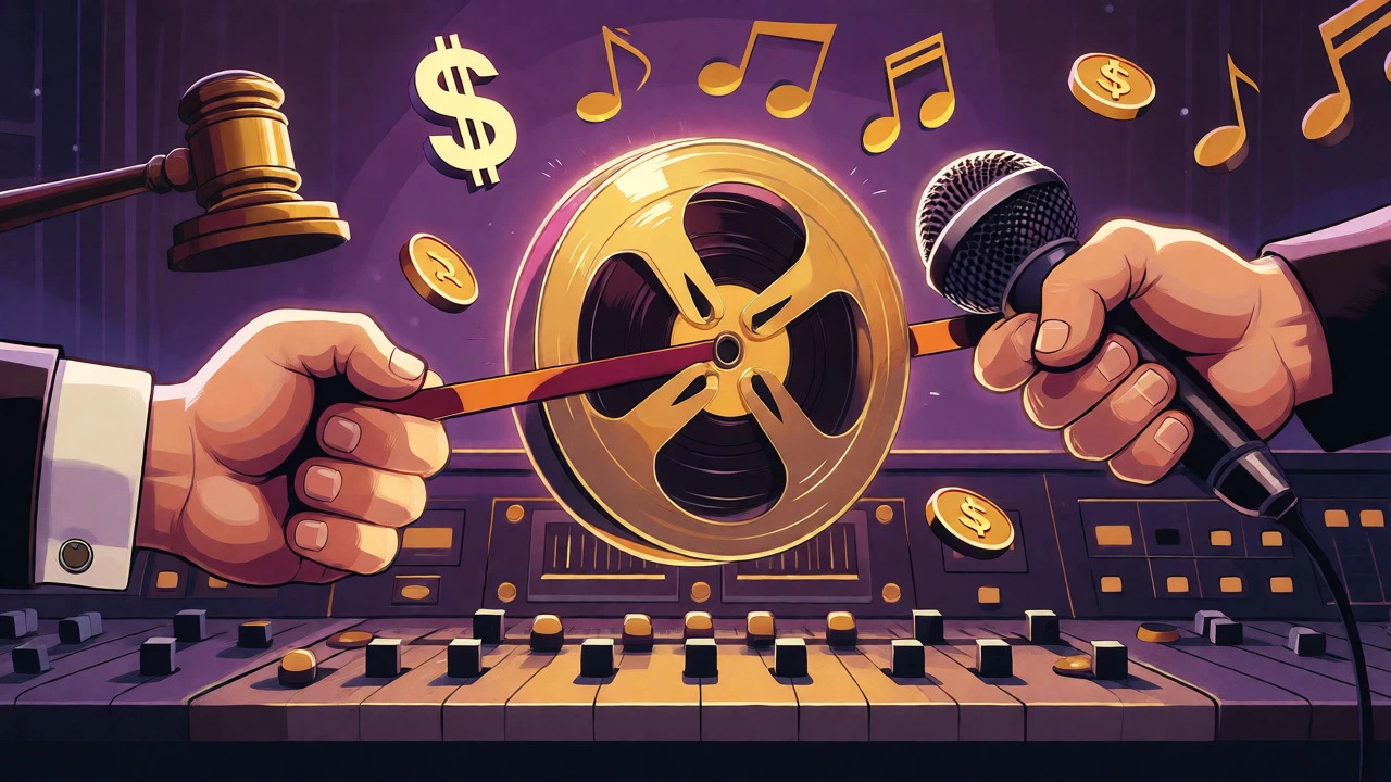 Illustration of hands pulling apart a master tape reel